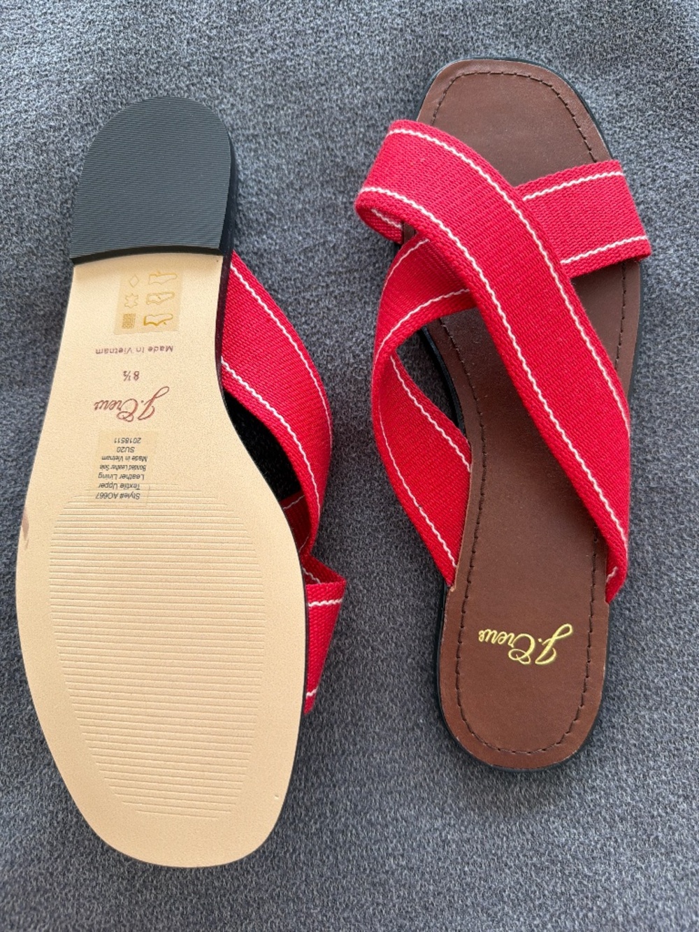 J.Crew Red Criss Cross Slide Sandals Size 8.5